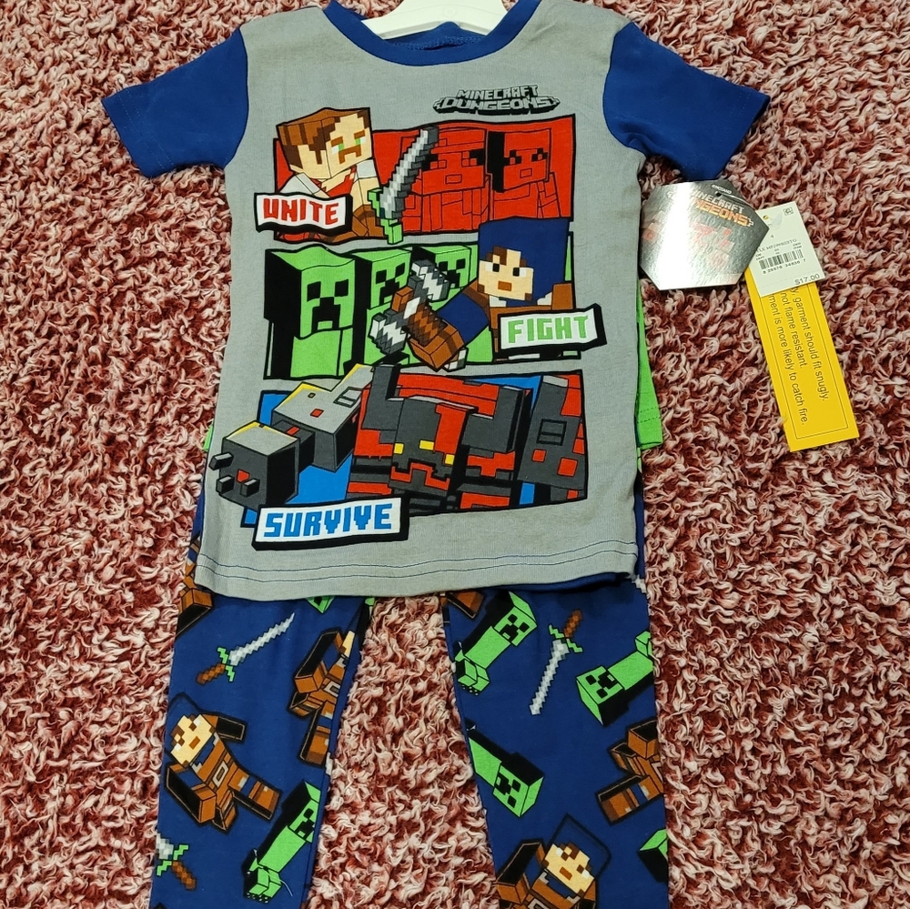 Minecraft pajama set boys 4t